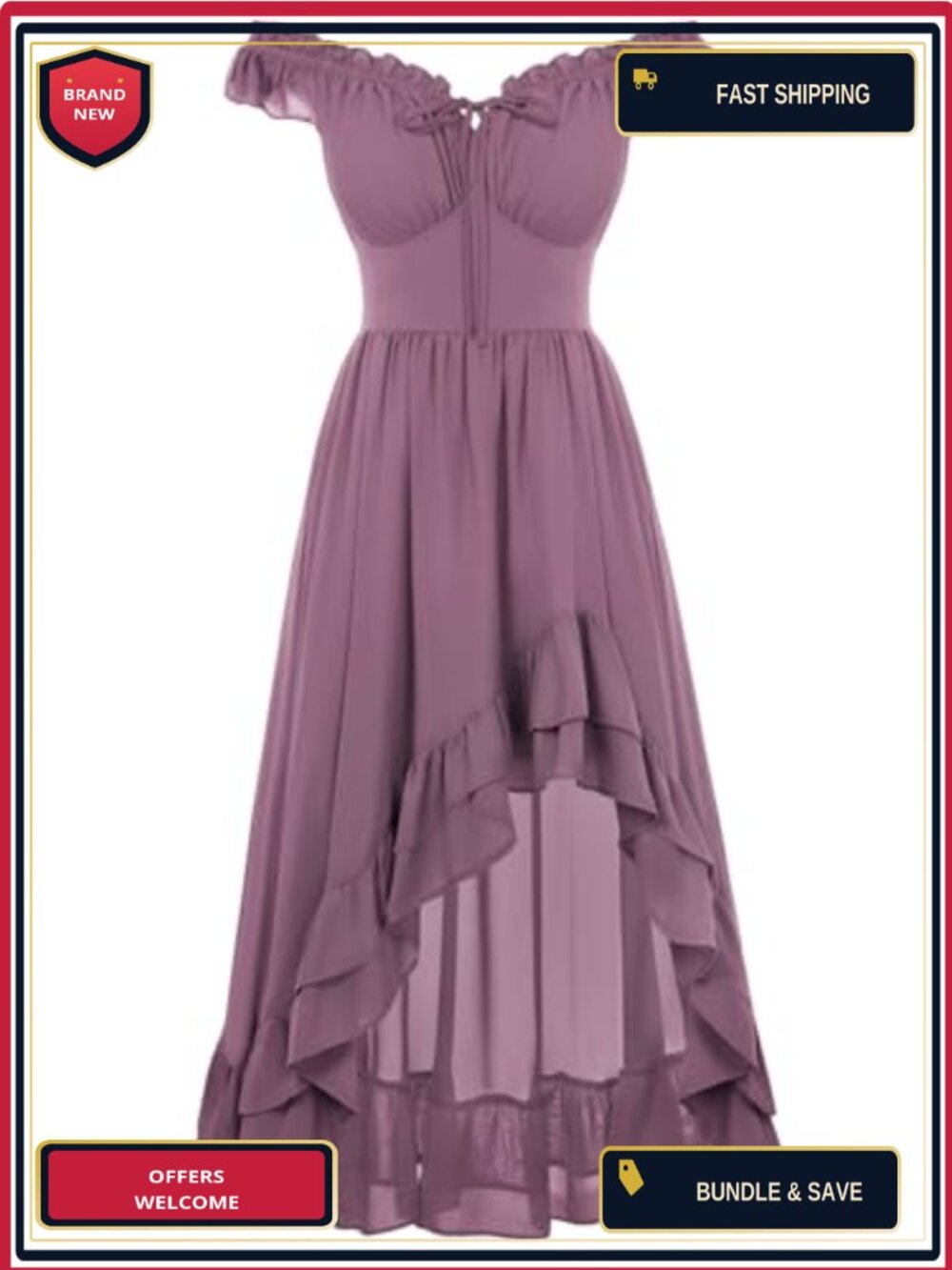 Renaissance Corset Chiffon High Low Sundress Off Shoulder